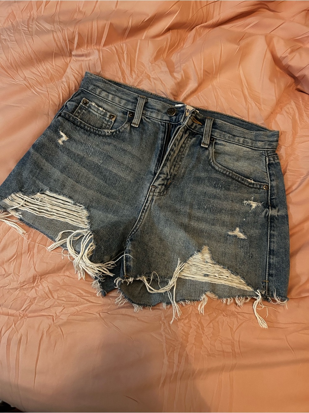 Pistola Distressed Dark Blue Denim Jean Shorts